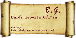 Balázsovits Géza névjegykártya