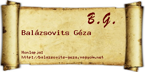 Balázsovits Géza névjegykártya