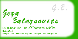 geza balazsovits business card